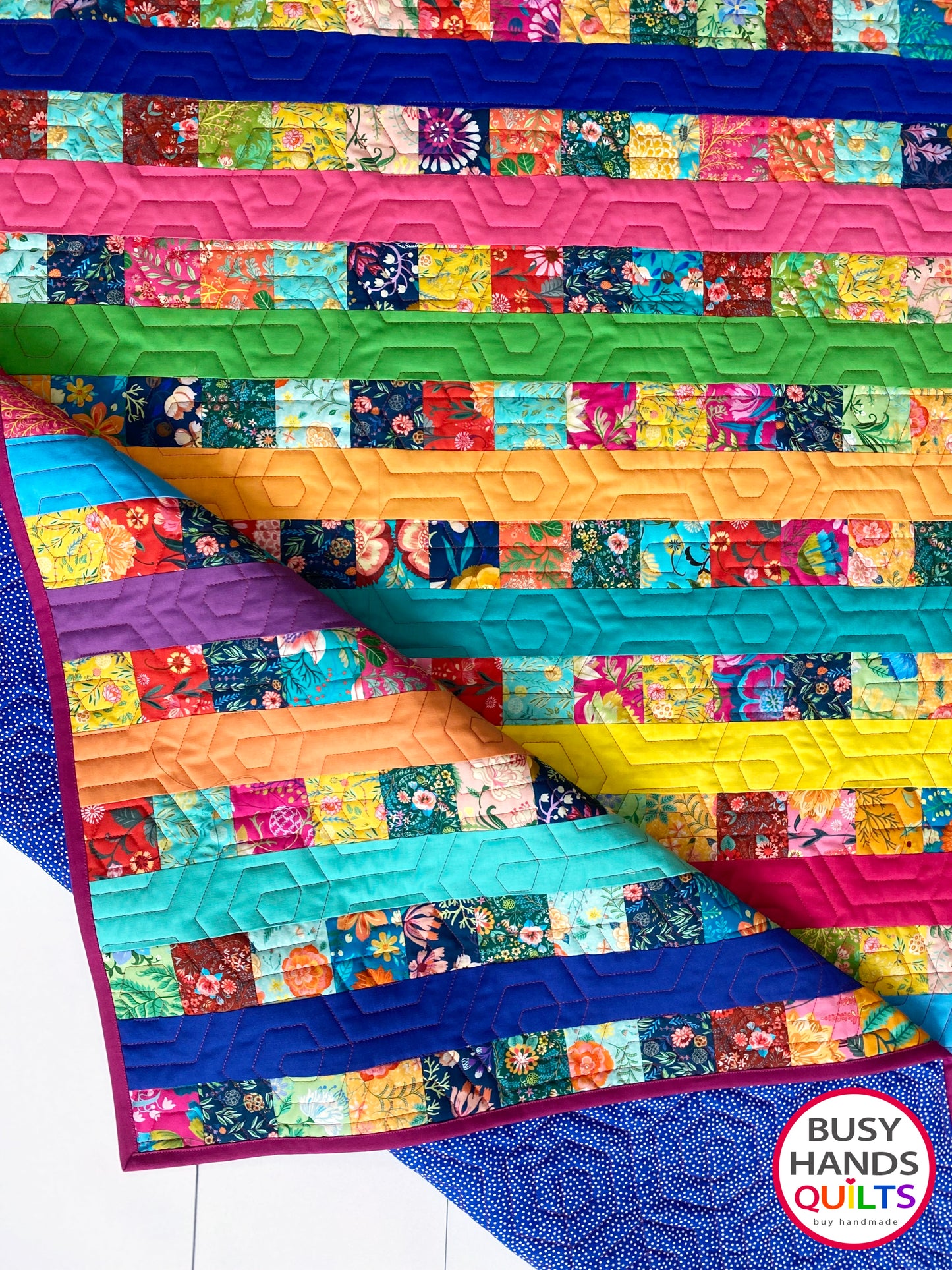 Handmade Woven Threads Throw Quilt in Faraway Florals