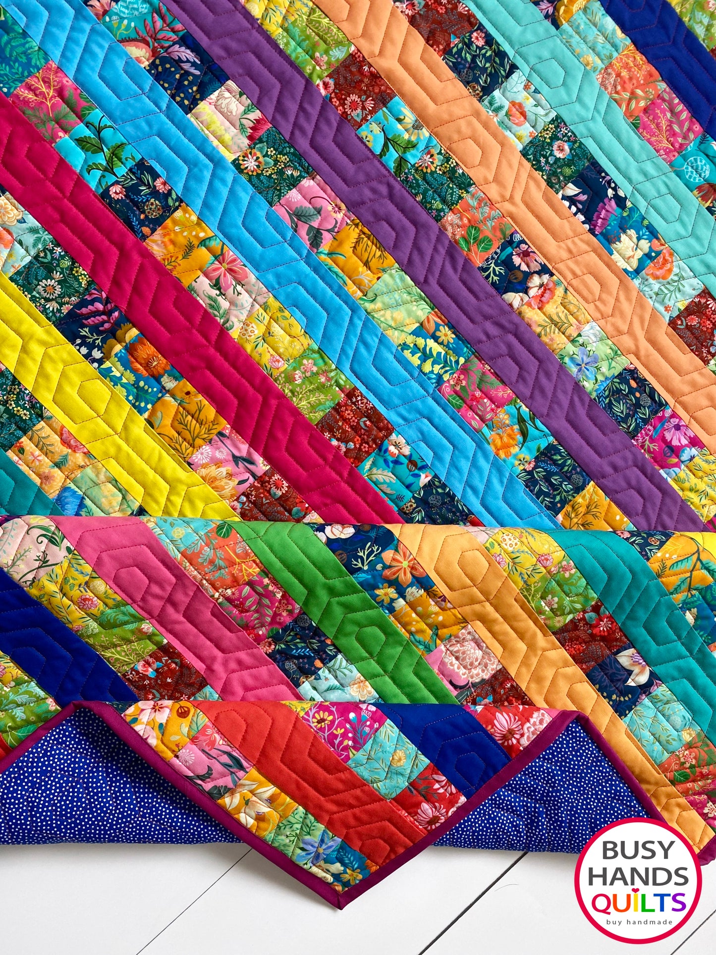 Handmade Woven Threads Throw Quilt in Faraway Florals