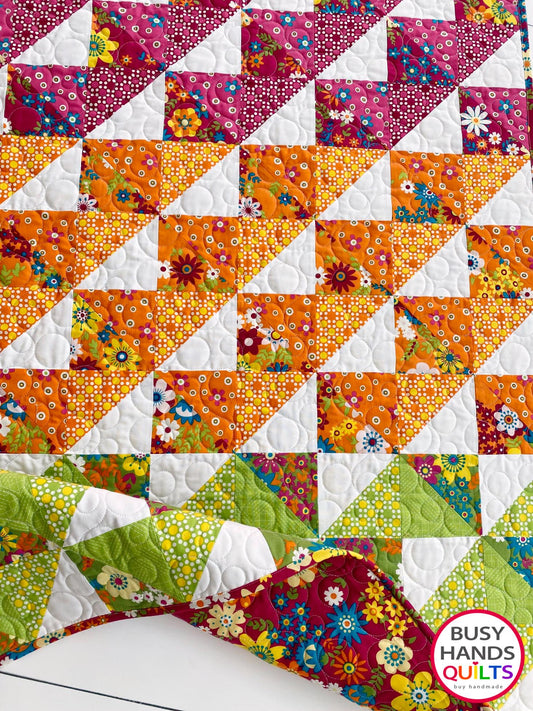 Handmade Horizon Baby Quilt in Mini Fab