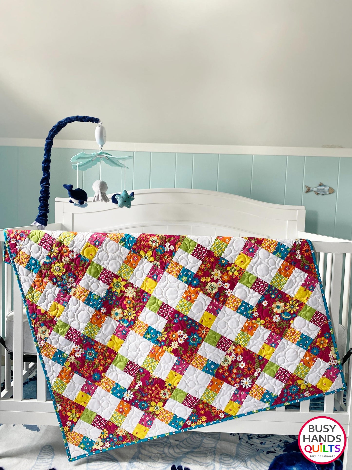 Handmade Bountiful Baby Quilt in Mini Fab