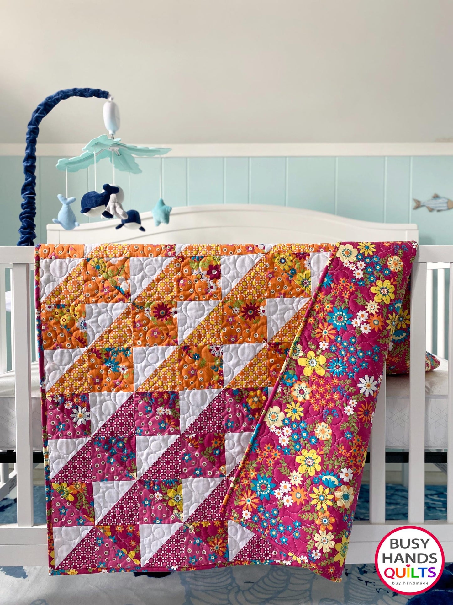 Handmade Horizon Baby Quilt in Mini Fab