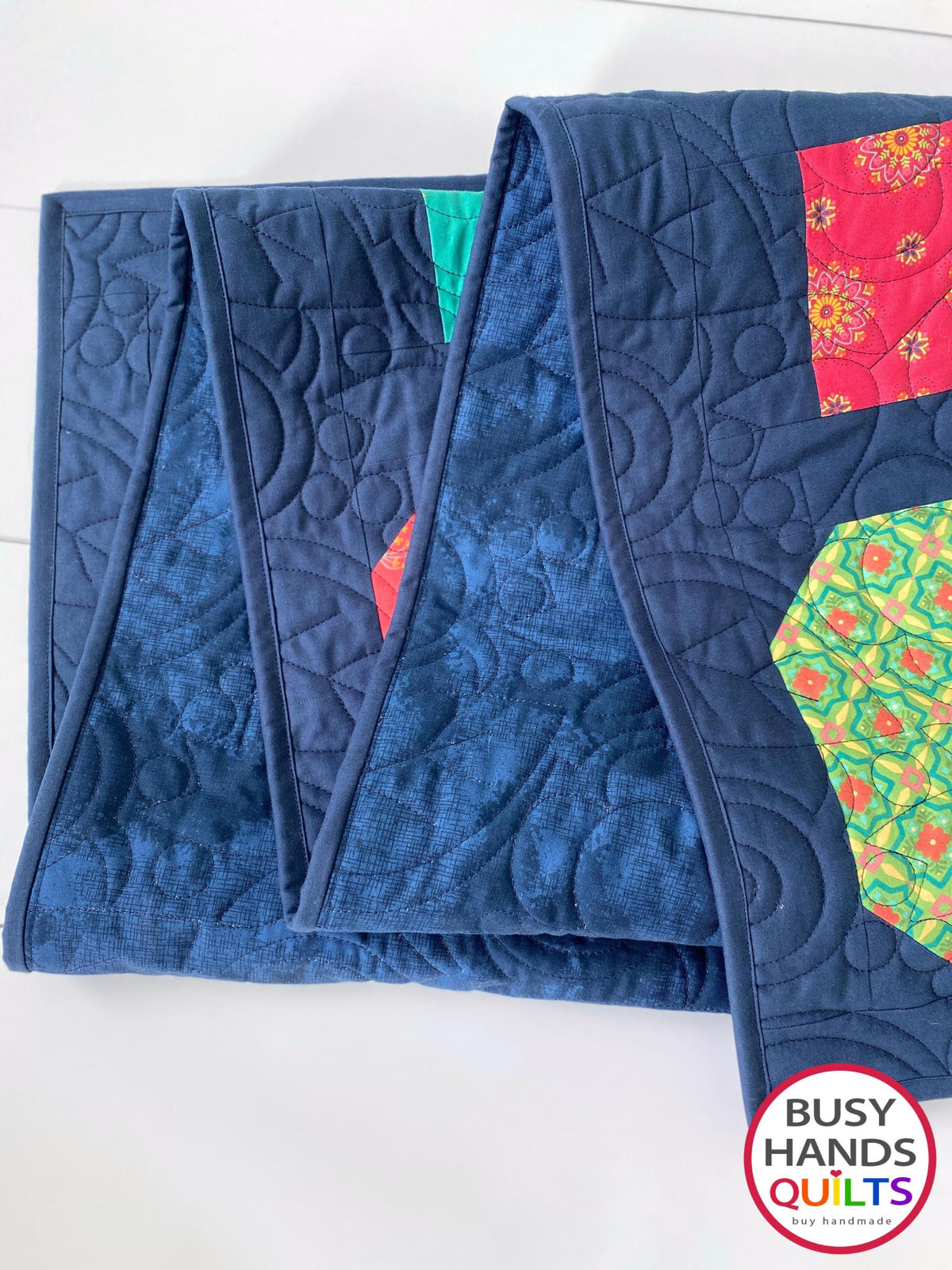 Handmade Rolling Around Large Throw Quilt in Market Street