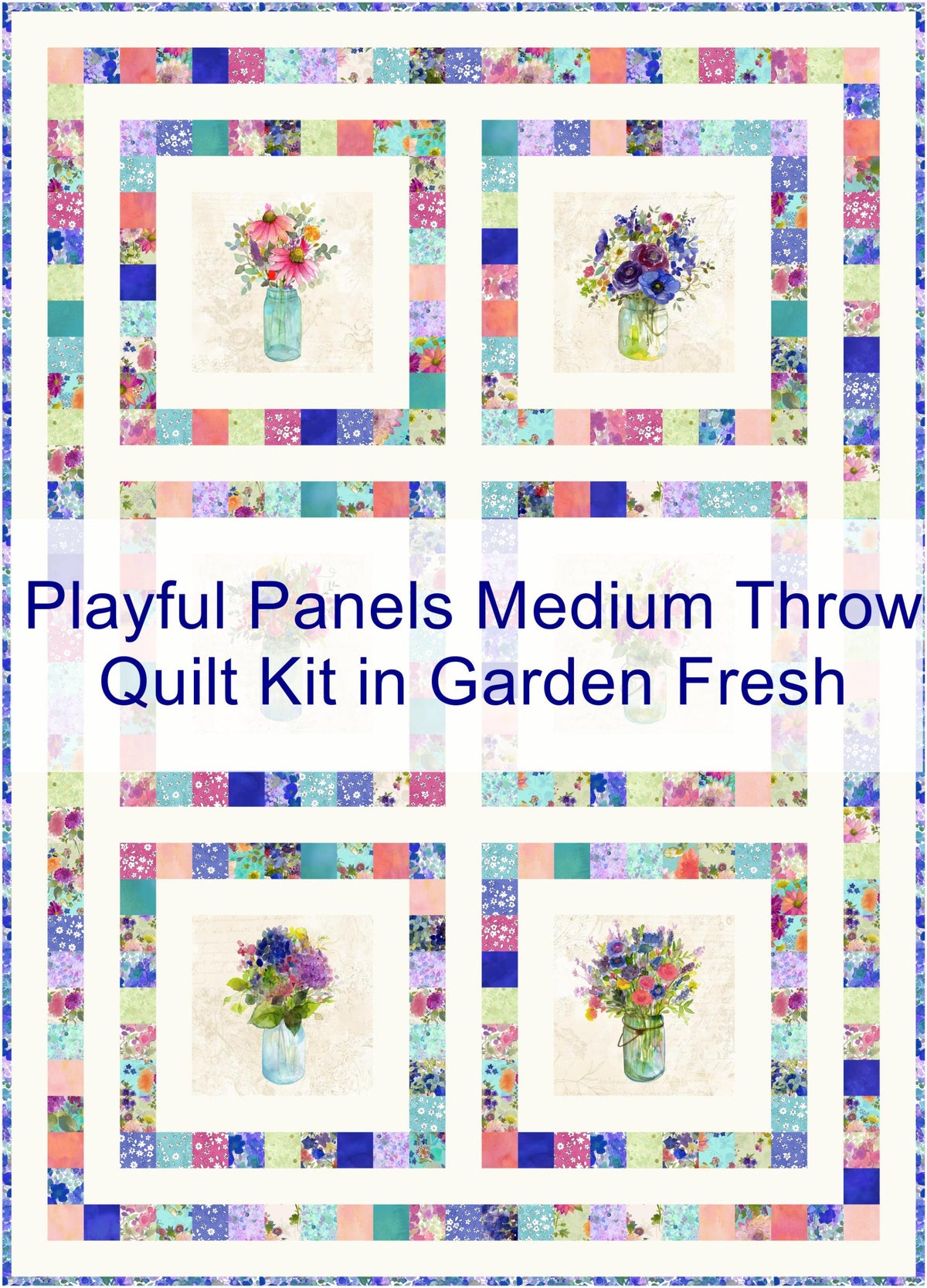 Playful Panels MEDIUM THROW Quilt Kit in Garden Fresh