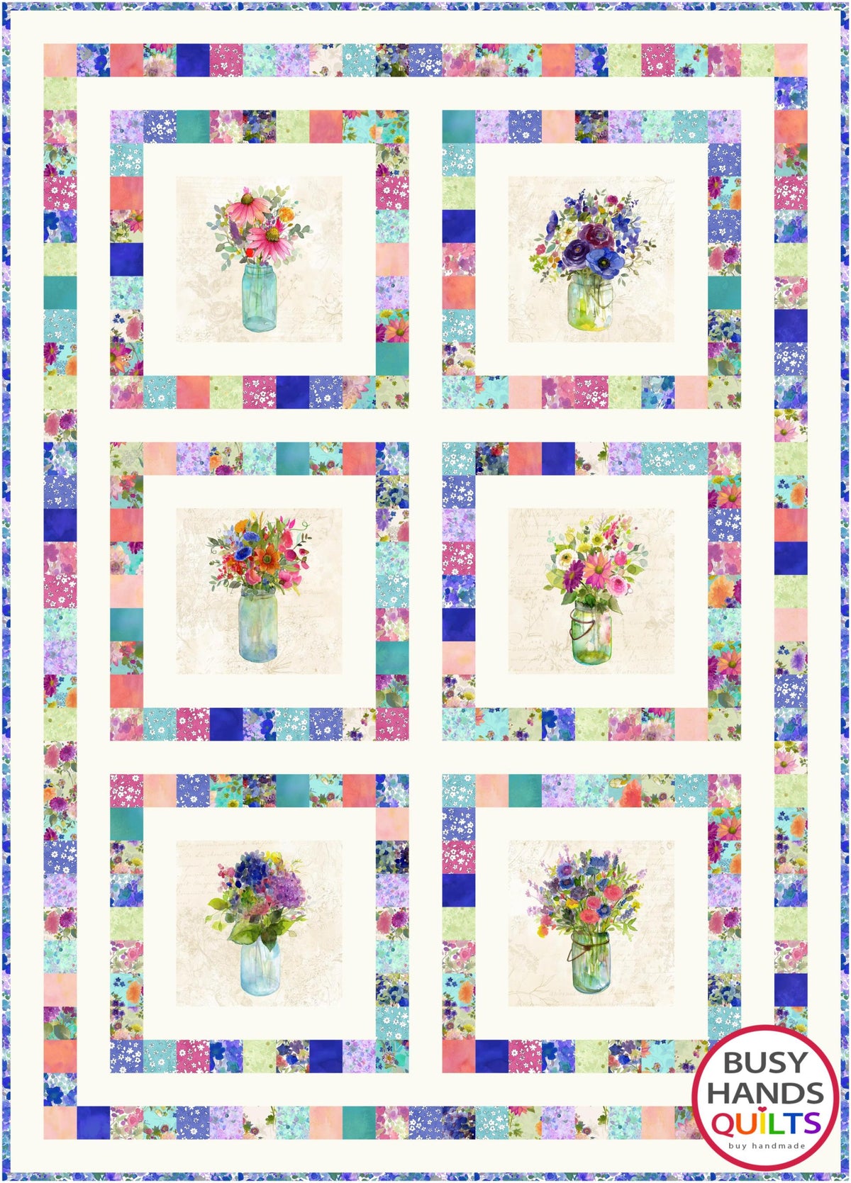 Playful Panels MEDIUM THROW Quilt Kit in Garden Fresh