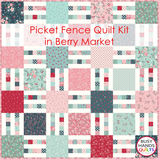 Picket Fence Throw Quilt Kit in Berry Market