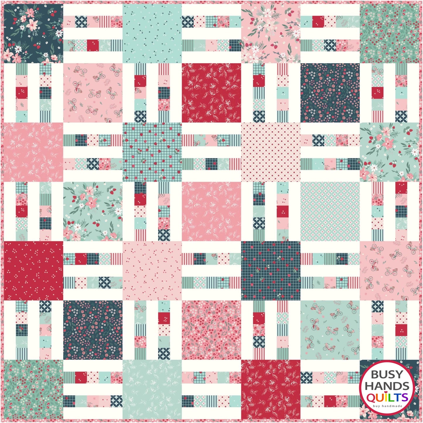 Picket Fence Throw Quilt Kit in Berry Market