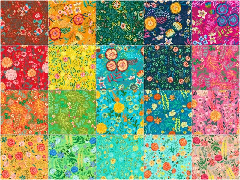 Make It Scrappy Throw Quilt Kit in Faraway Florals on Black