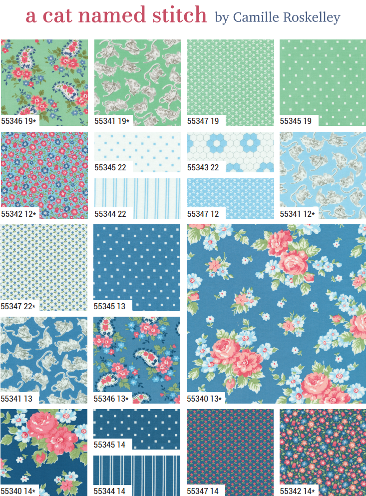 A Cat Named Stitch Fat Quarter Bundle 40 FQs by Camille Roskelley for Moda 55340AB #355