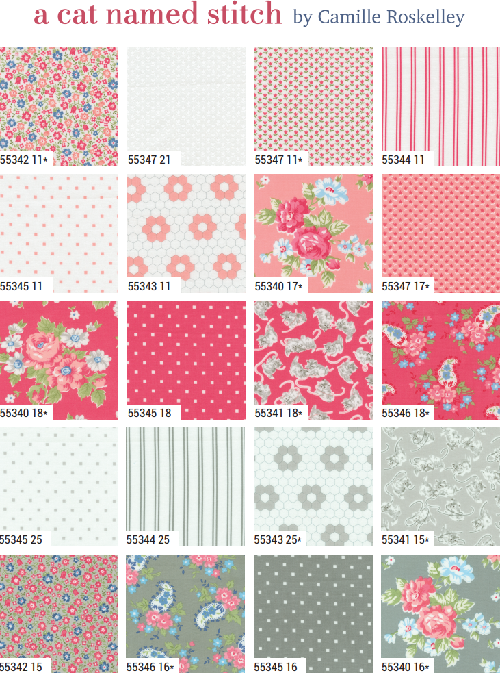 A Cat Named Stitch Fat Quarter Bundle 40 FQs by Camille Roskelley for Moda 55340AB #355