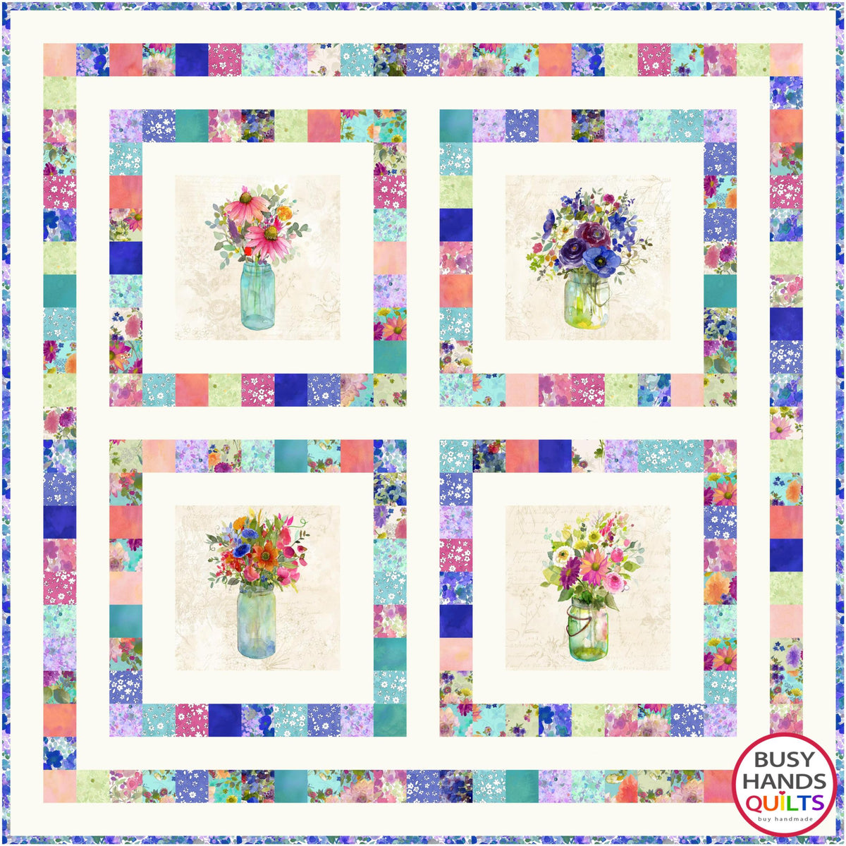 Playful Panels SMALL THROW Quilt Kit in Garden Fresh