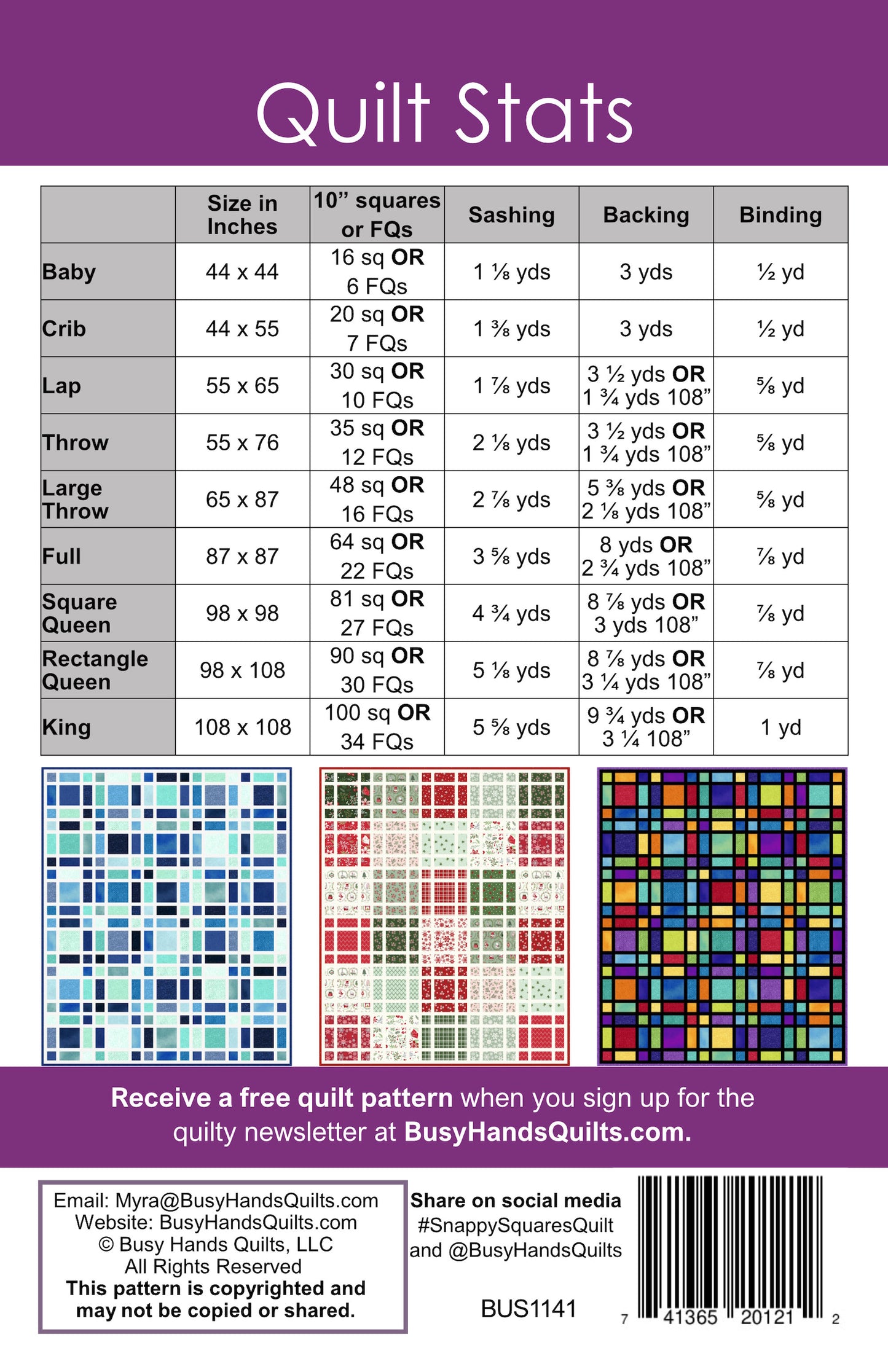 Snappy Squares Quilt Pattern PRINTED