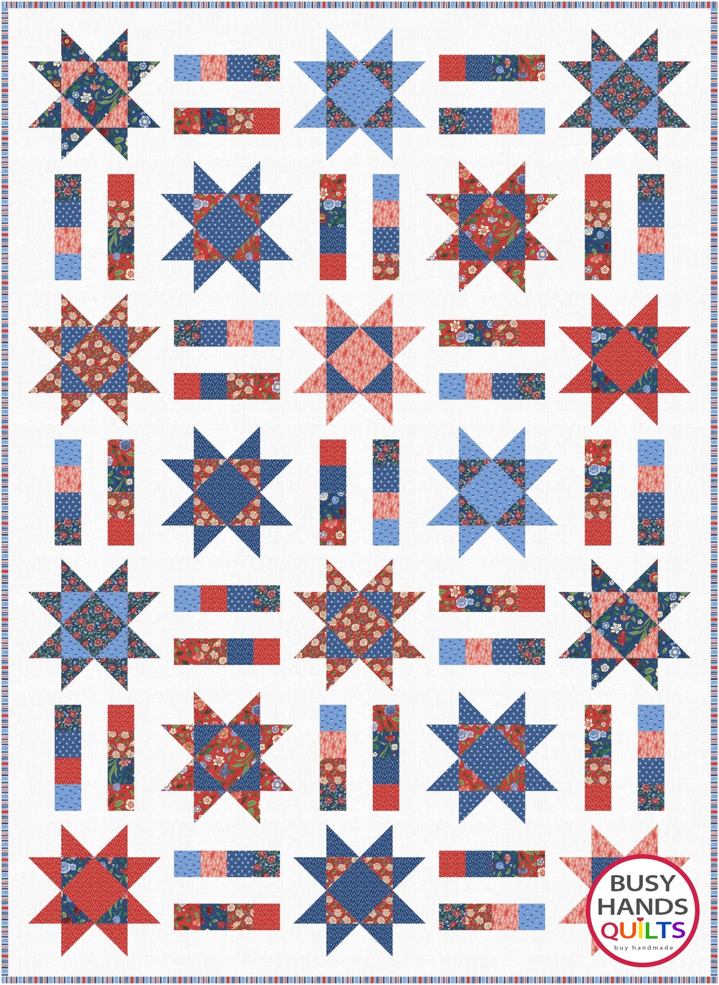 Stars and Stripes Quilt Pattern PRINTED