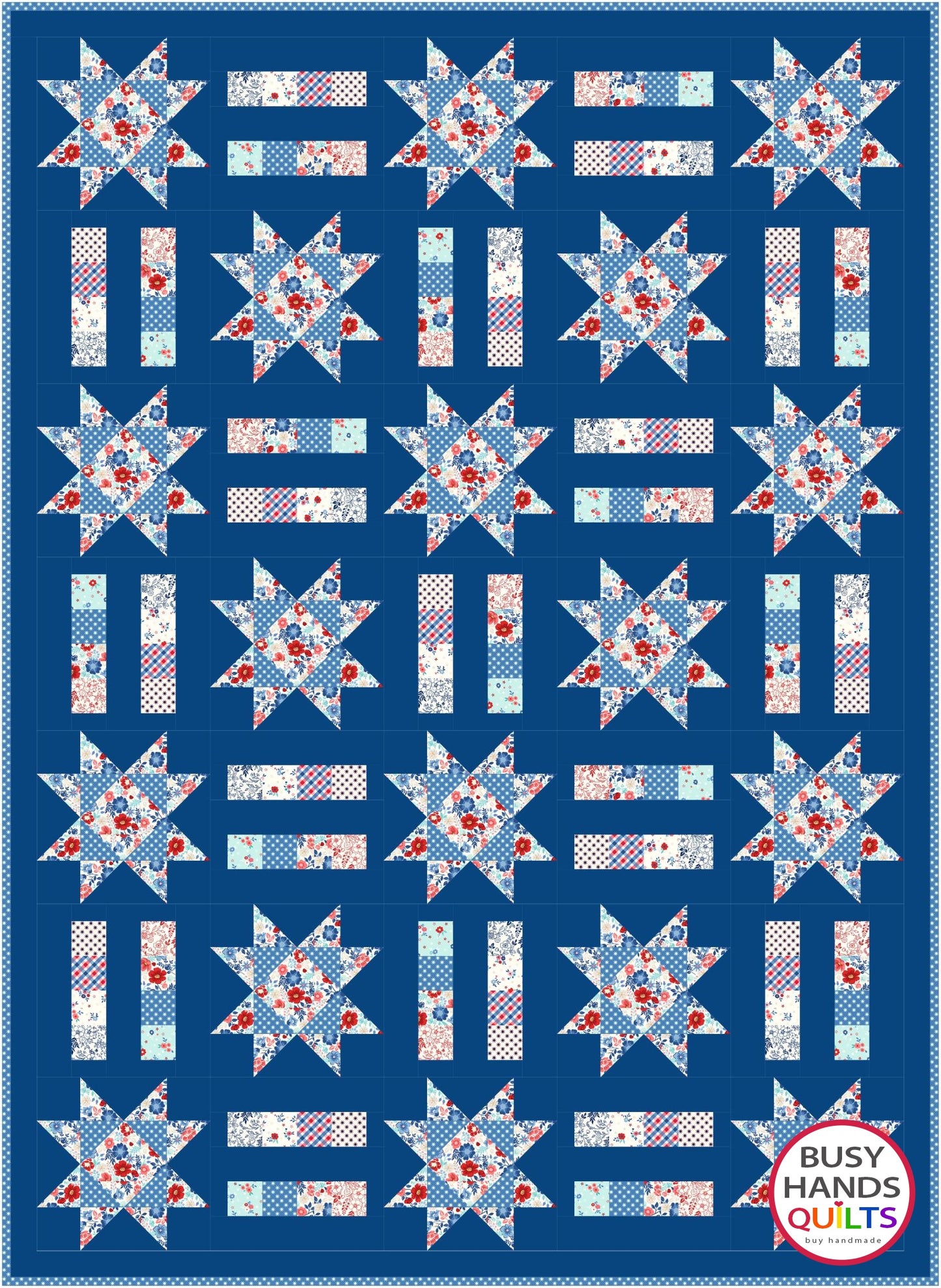 Stars and Stripes Quilt Pattern PRINTED