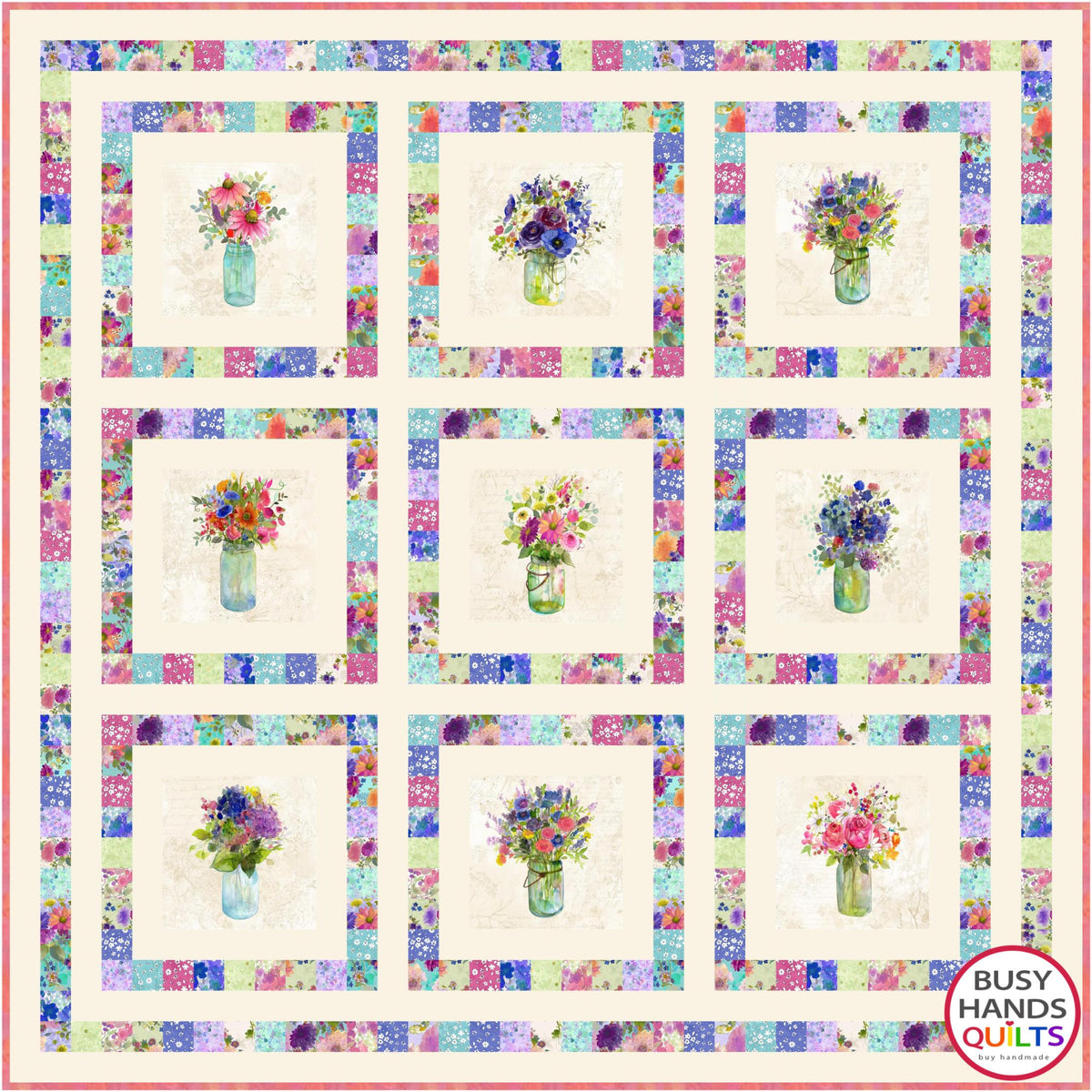 Playful Panels LARGE THROW Quilt Kit in Garden Fresh
