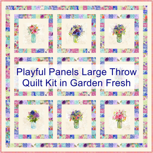Playful Panels LARGE THROW Quilt Kit in Garden Fresh
