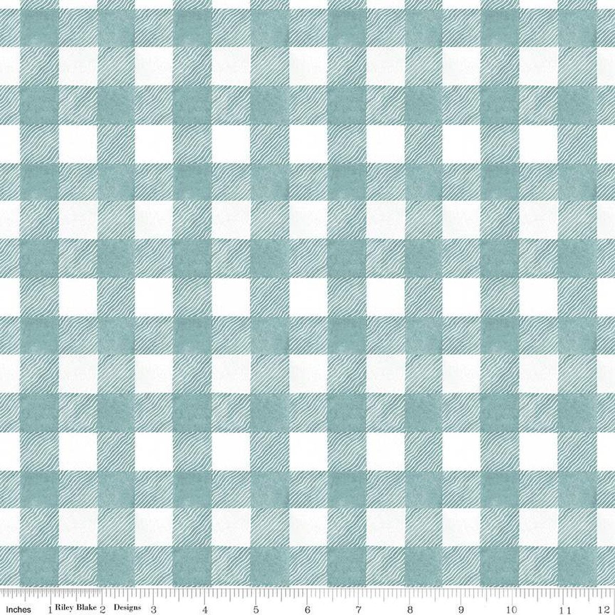 Wide Backing White as Snow Buffalo Plaid in Blue 107in - by the Half Yard WB14201-BLUE