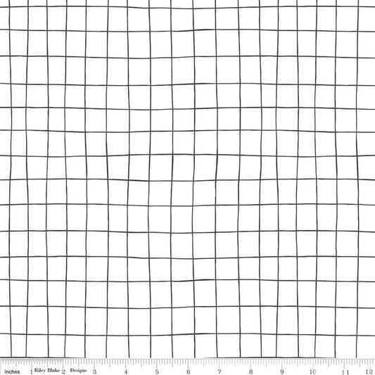 Wide Backing Wild and Free Grid in White 107in - by the Half Yard WB14203-WHITE