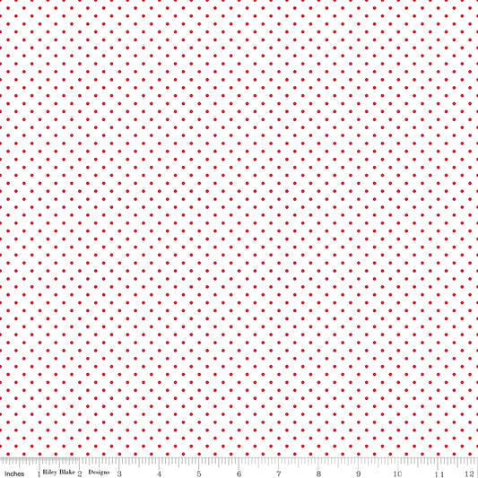 Wide Backing Swiss Dot in Red 107in - by the Half Yard - WB660-RED