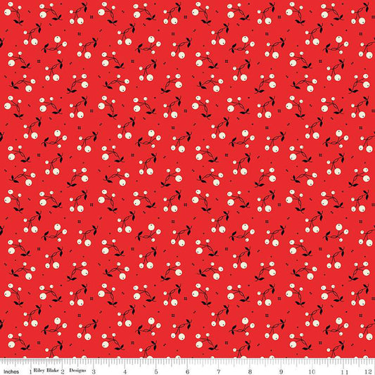 By the Yard - Tripleberry in Red from Adel in Winter by Riley Blake Designs C12668 #522