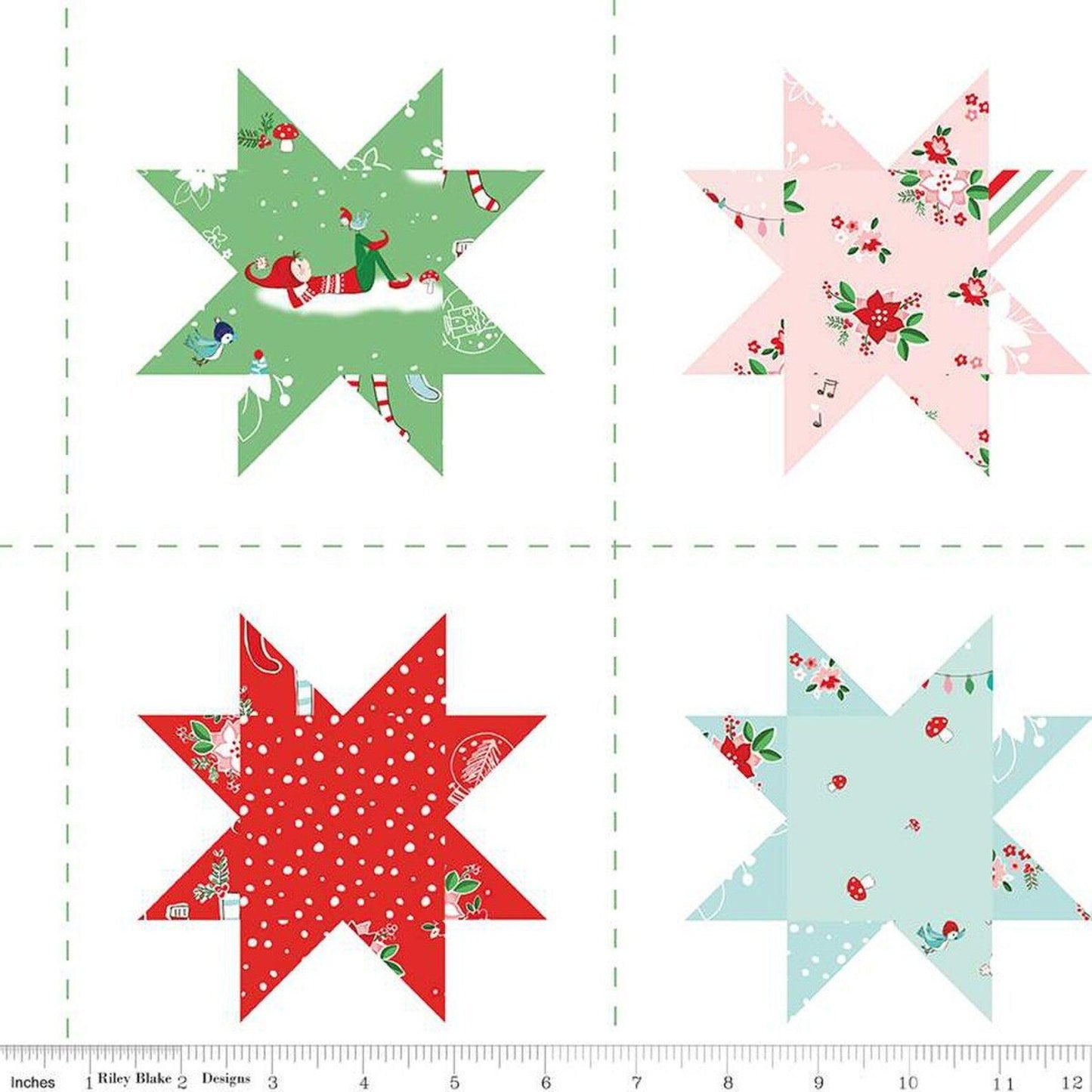 Christmas Fabric Fat Quarter Bundles - 19 FQs + 14 Stars