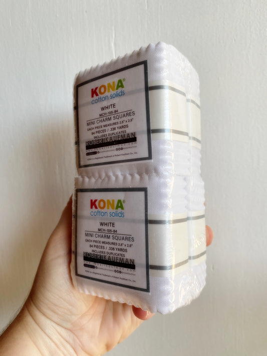 4 Stacks Kona Cotton White Mini Charm Squares - 336 squares - Robert Kaufman MCH-105-84 #298