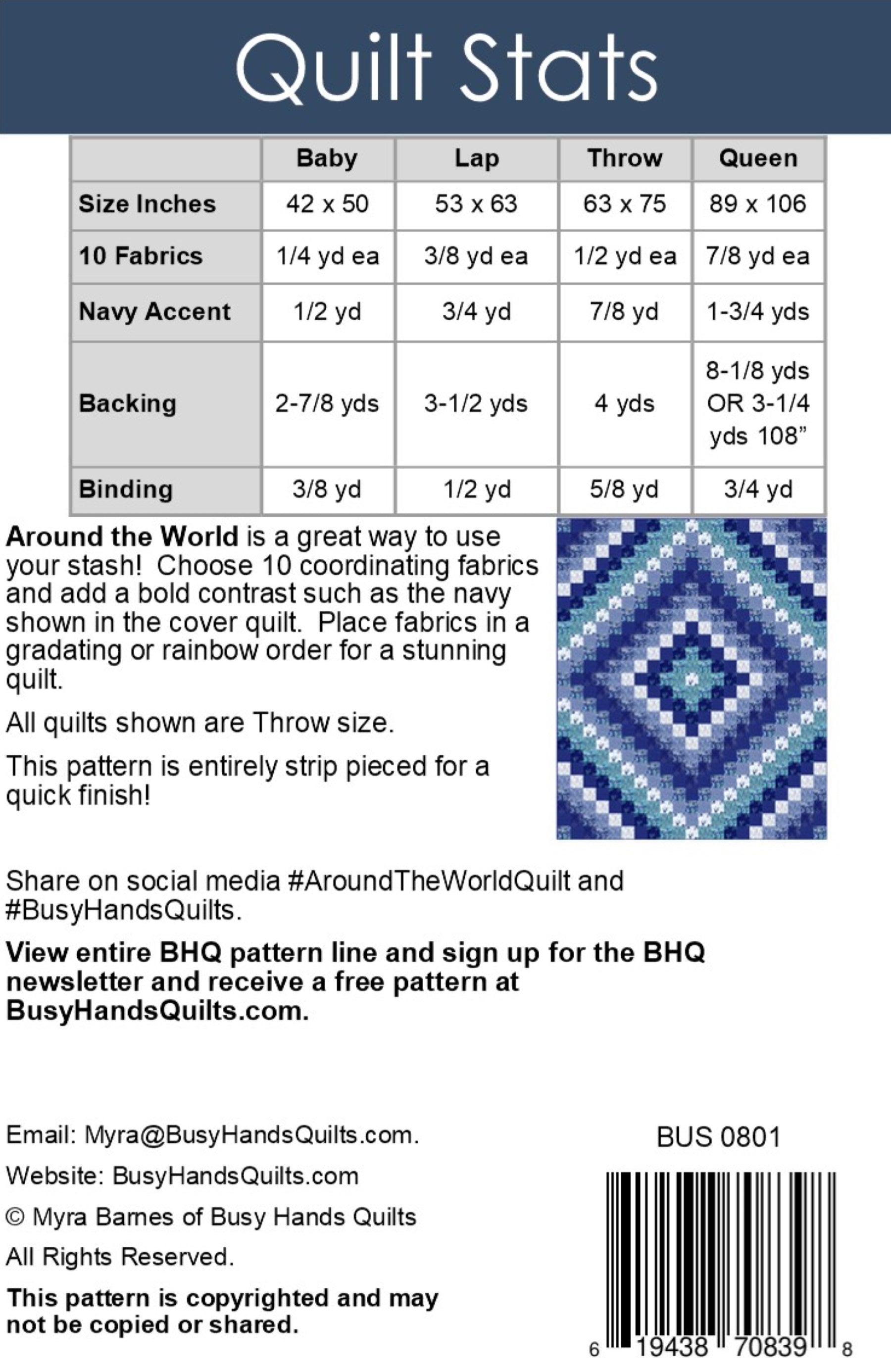 Around the World Quilt Pattern PDF DOWNLOAD Busy Hands Quilts $12.99