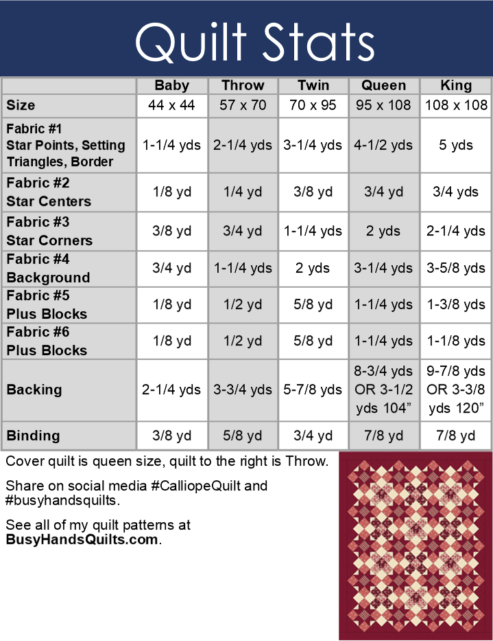 Calliope Quilt Pattern PDF DOWNLOAD Busy Hands Quilts $12.99