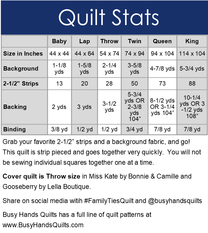 Family Ties Quilt Pattern PDF DOWNLOAD Busy Hands Quilts $12.99