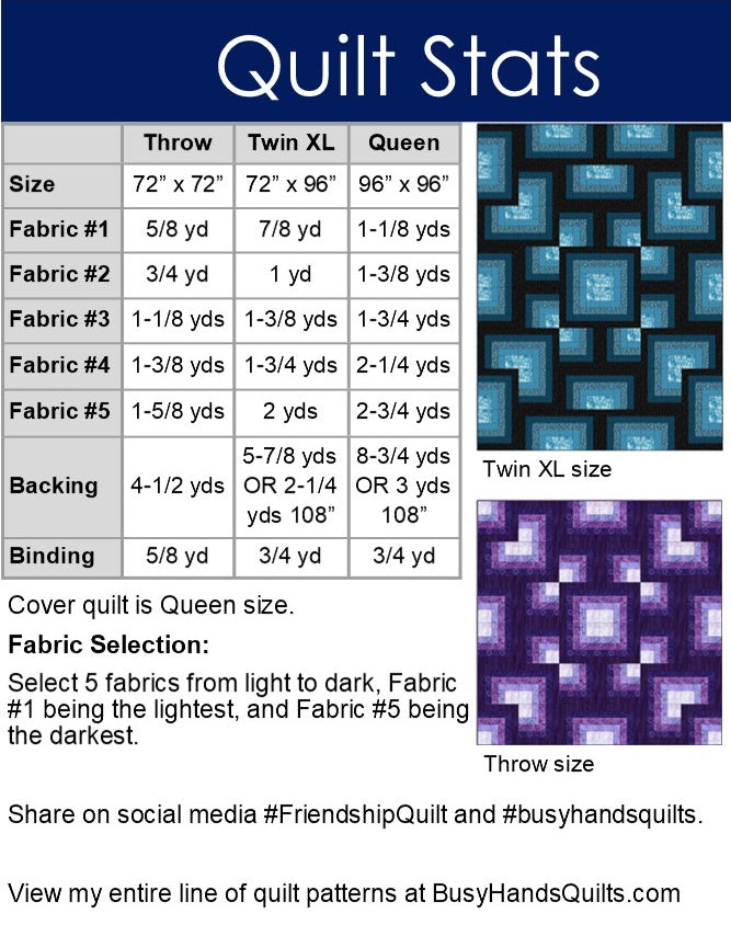 Friendship Quilt Pattern PDF DOWNLOAD Busy Hands Quilts $12.99
