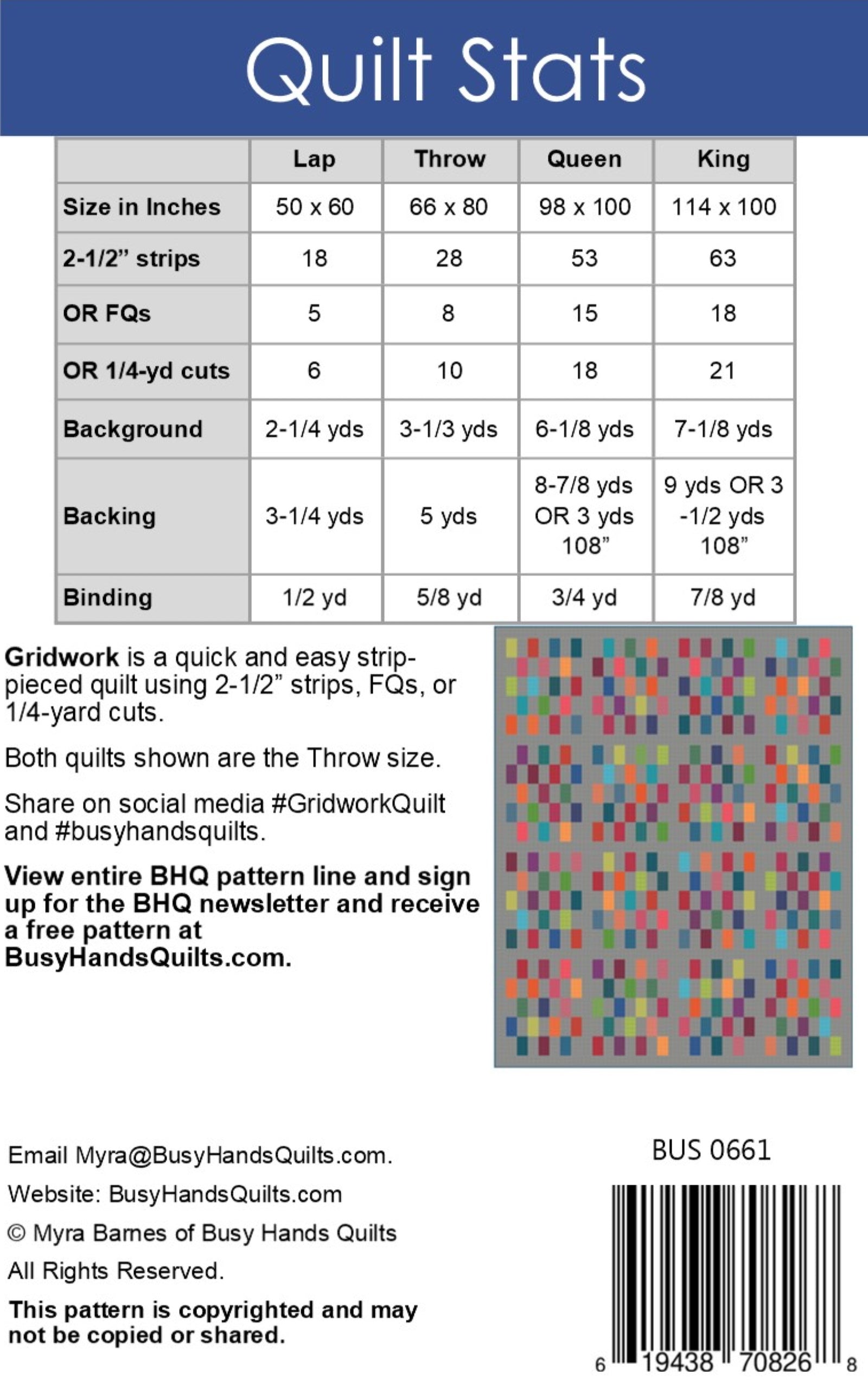 Gridwork Quilt Pattern PDF DOWNLOAD Busy Hands Quilts $12.99