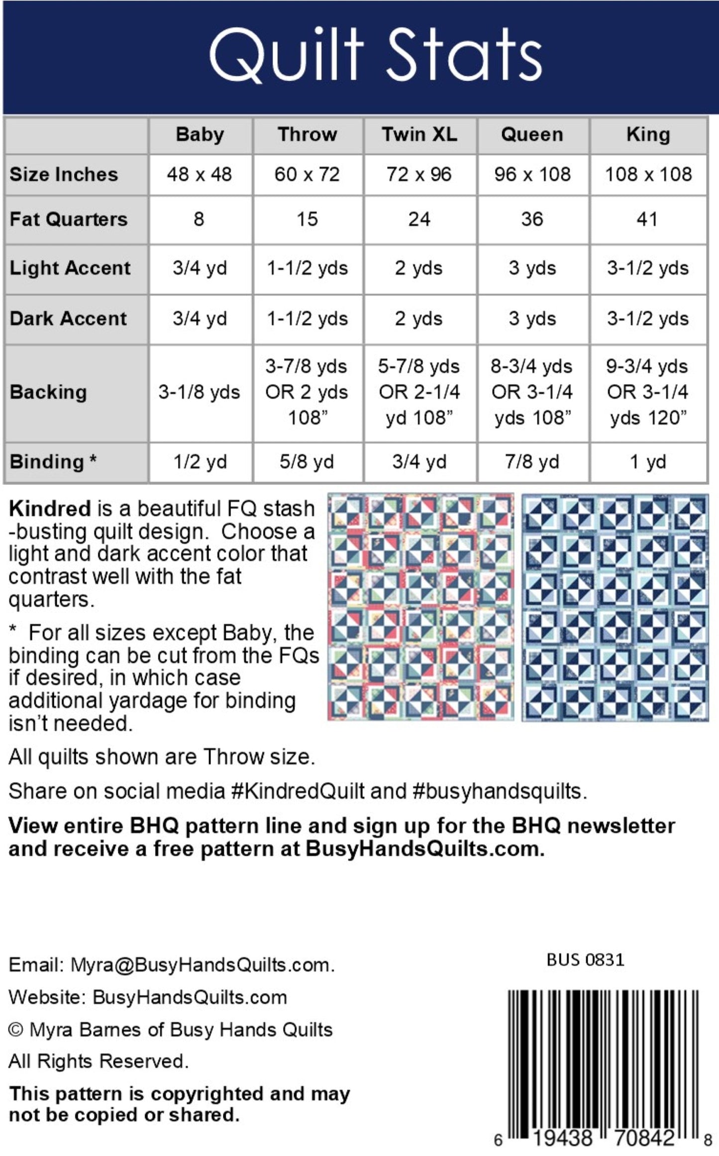 Kindred Quilt Pattern PDF DOWNLOAD Busy Hands Quilts $12.99