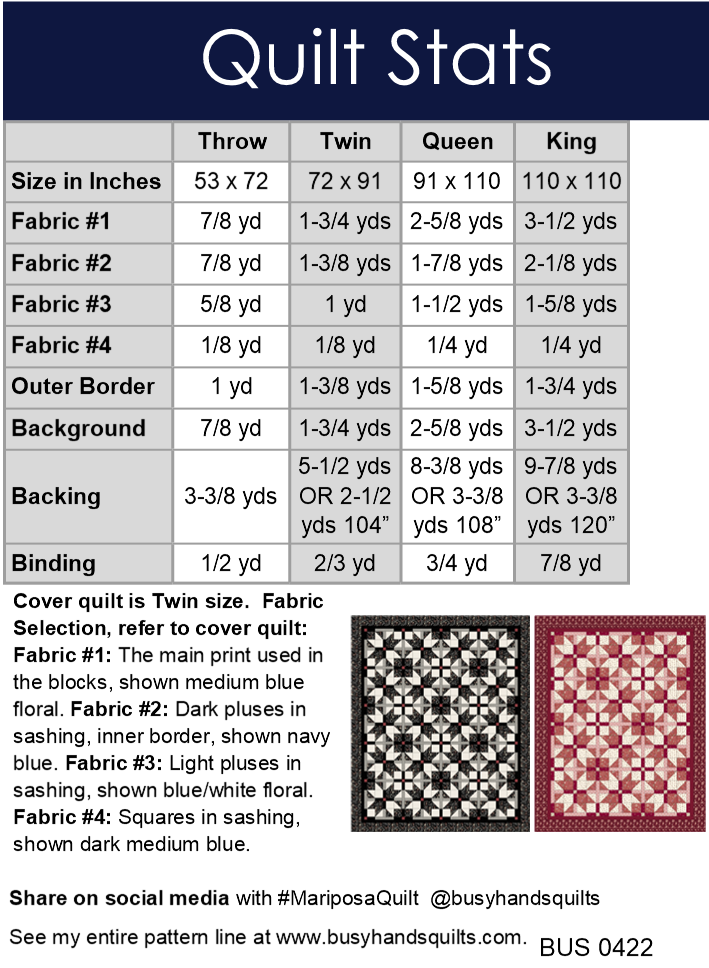 Mariposa Quilt Pattern PDF DOWNLOAD Busy Hands Quilts $12.99