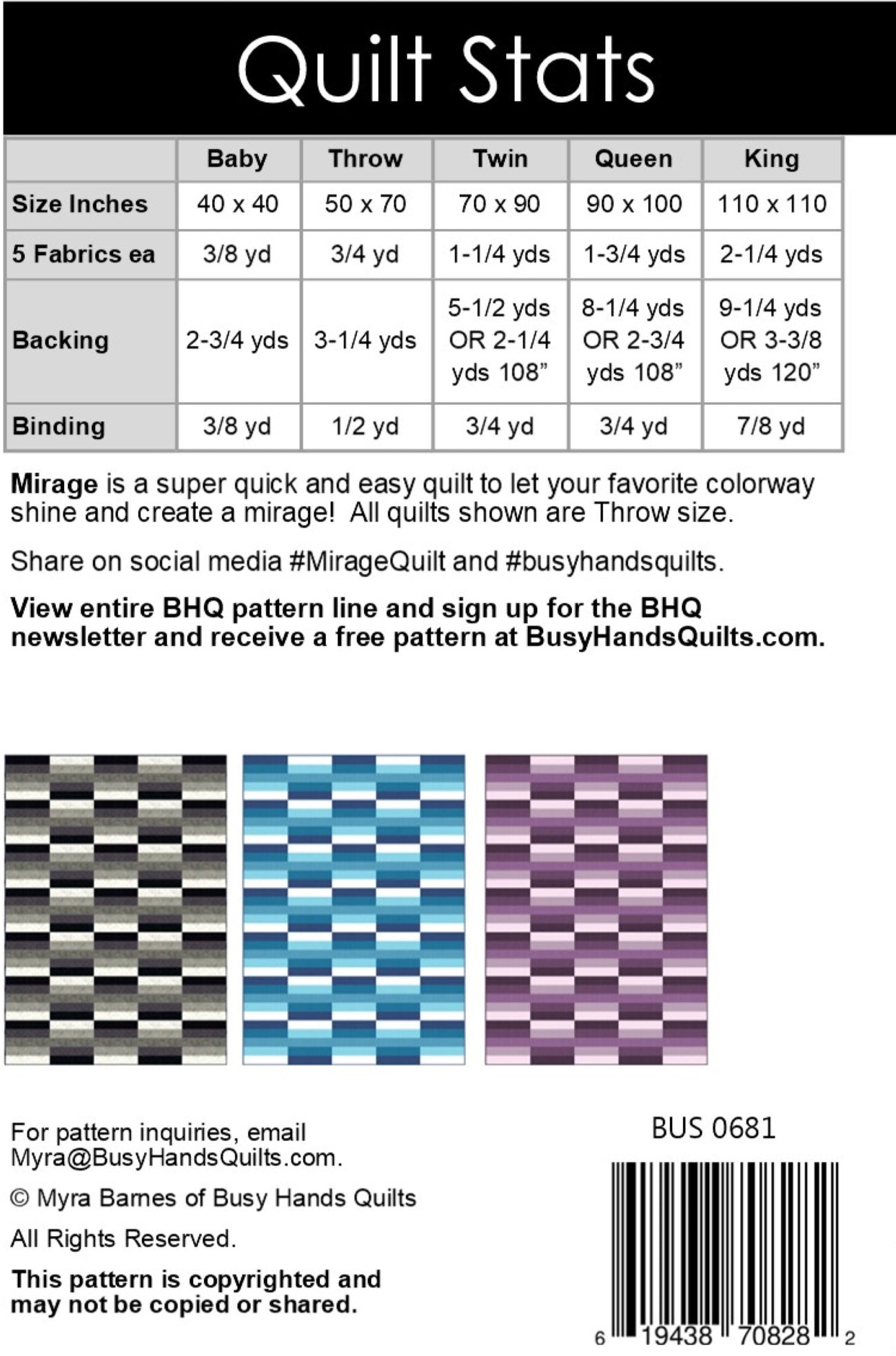 Mirage Quilt Pattern PDF DOWNLOAD Busy Hands Quilts $12.99
