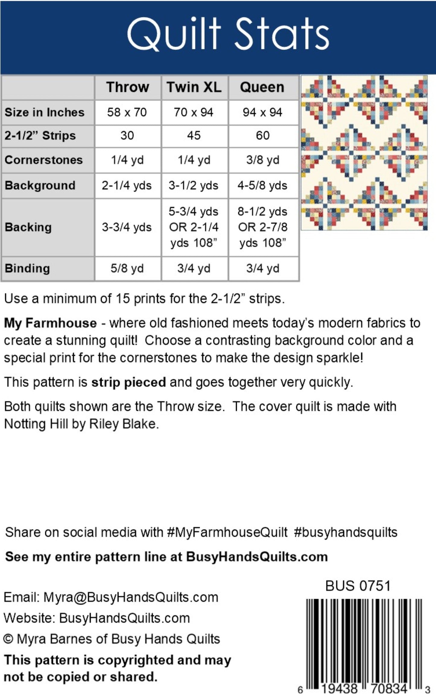 My Farmhouse Quilt Pattern PRINTED Busy Hands Quilts {$price}