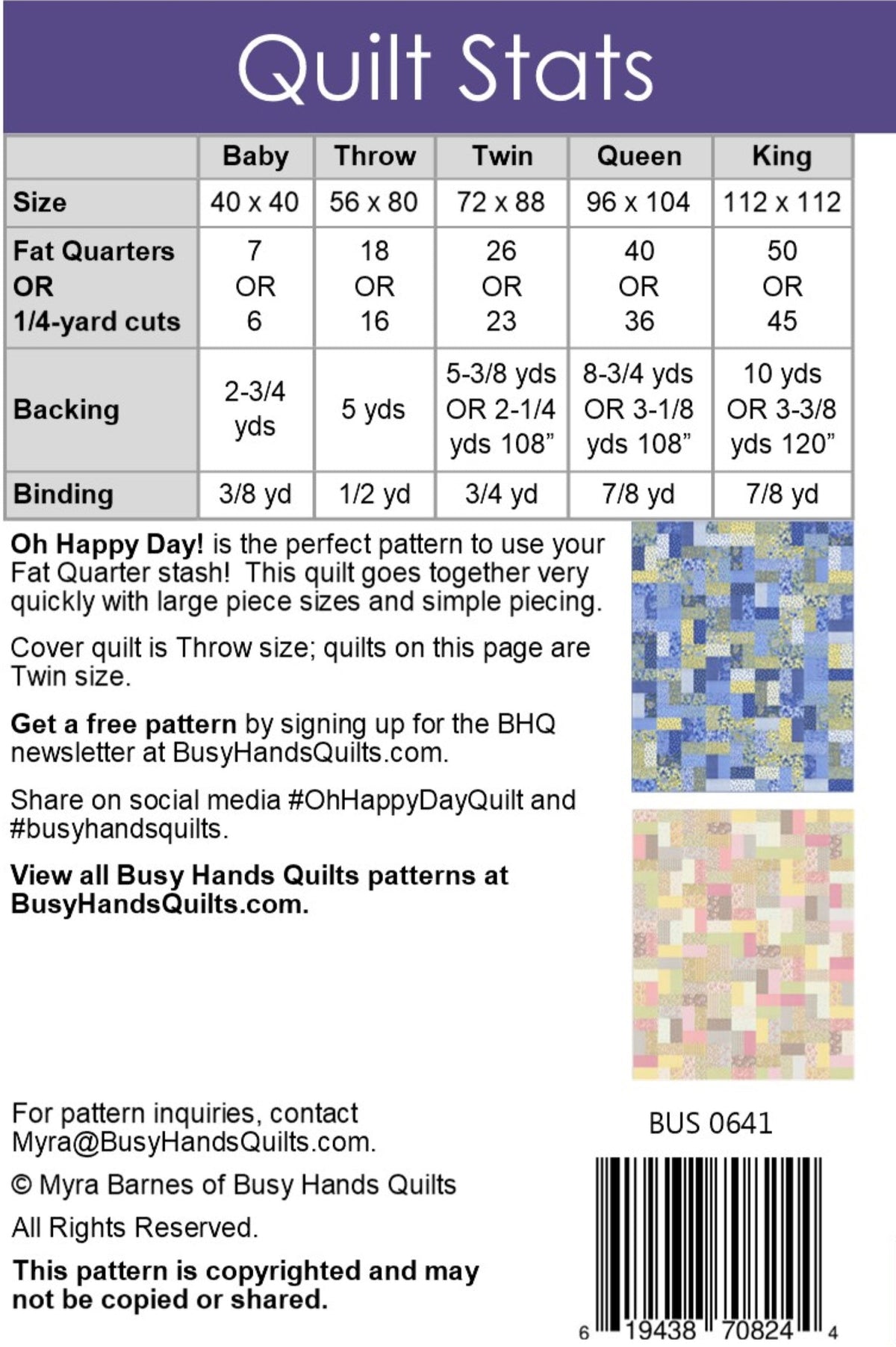 Oh Happy Day Quilt Pattern by Busy Hands Quilts