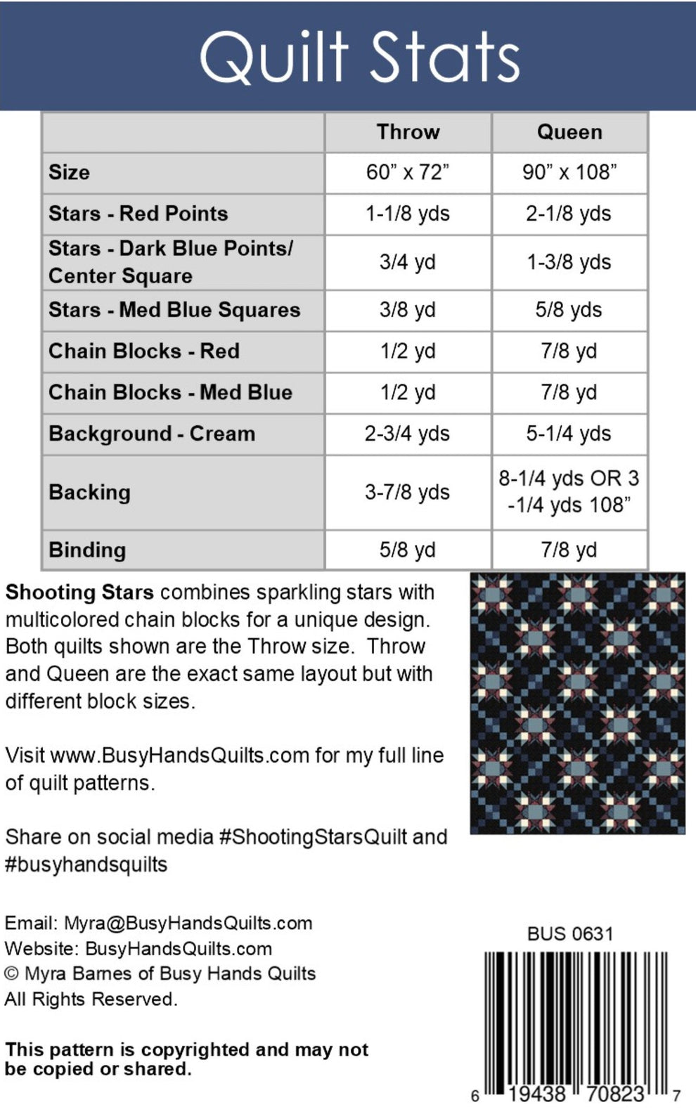 Shooting Stars Quilt Pattern by Busy Hands Quilts