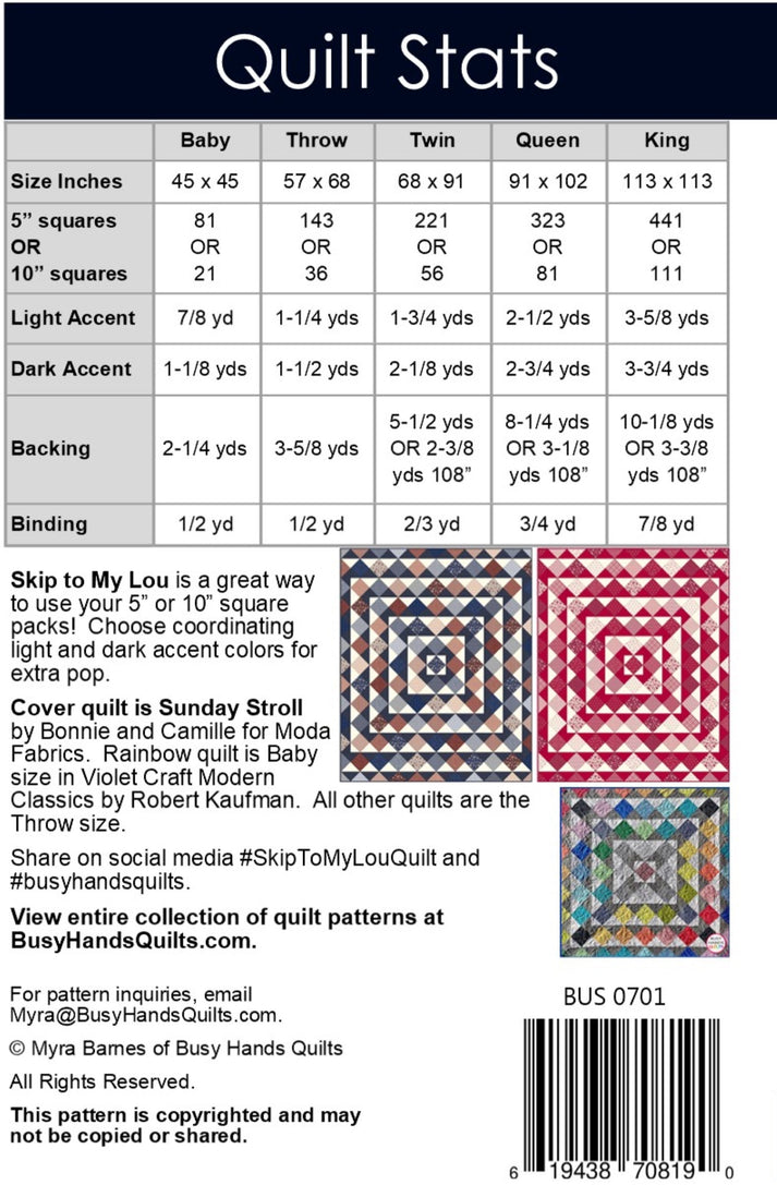 Skip To My Lou Quilt Pattern by Busy Hands Quilts