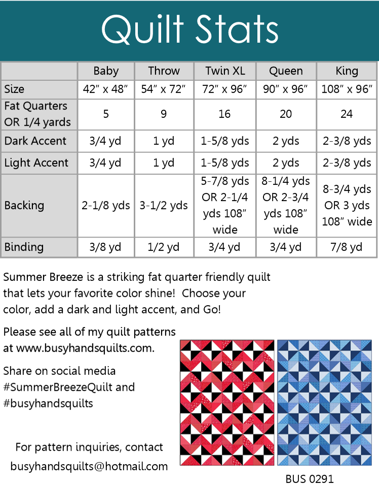 Summer Breeze Quilt Pattern PDF DOWNLOAD Busy Hands Quilts $12.99