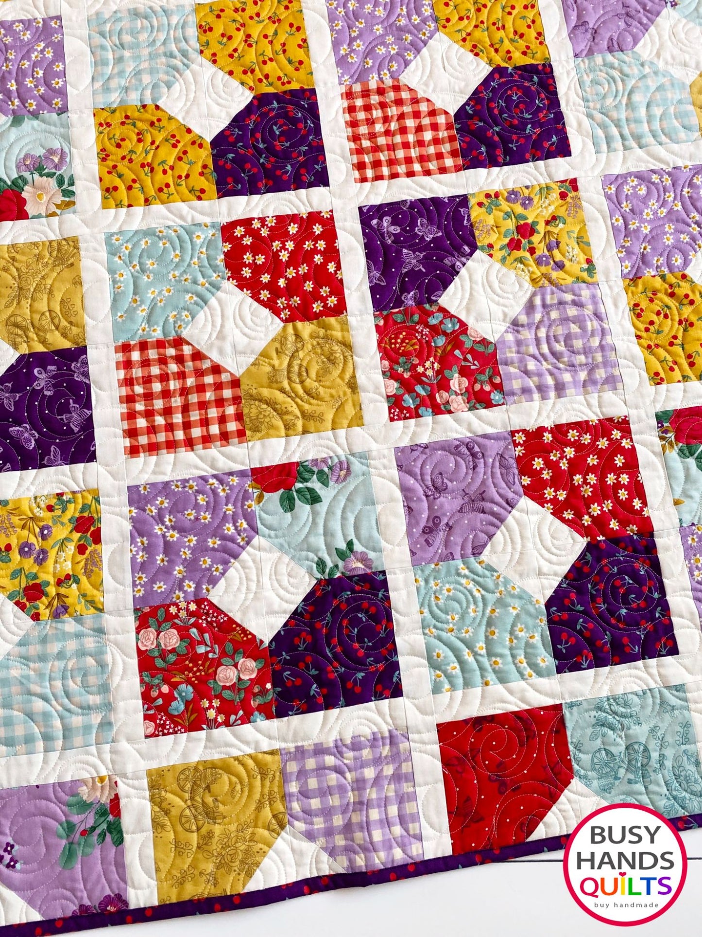 Handmade Cottage Love Throw Quilt in Sweet Picnic