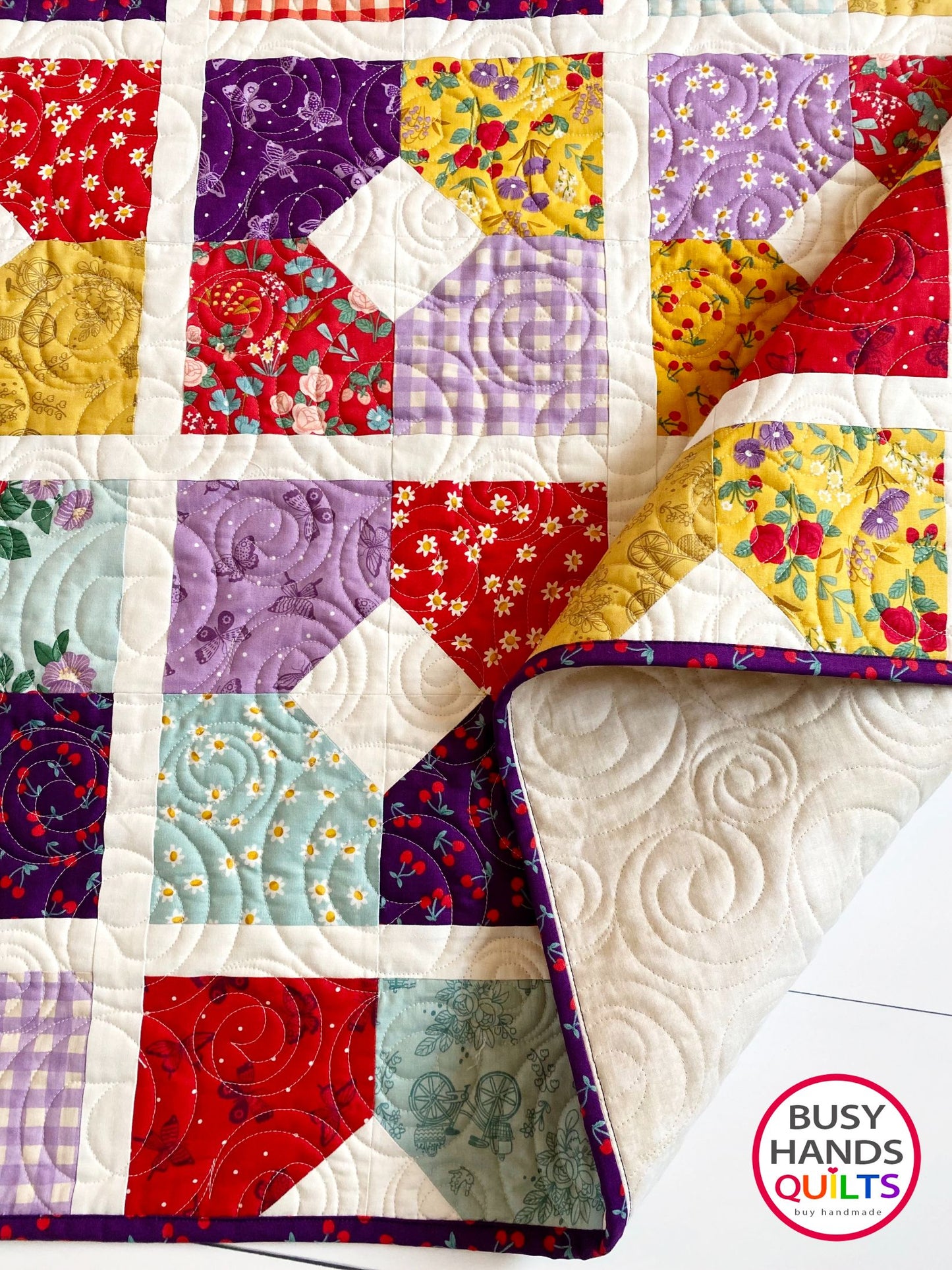 Handmade Cottage Love Throw Quilt in Sweet Picnic