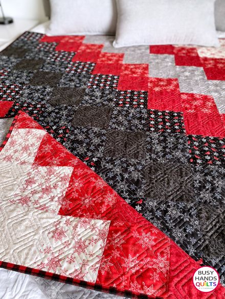 Custom Handmade Prism Throw Quilt in Home Sweet Holiday - Ready to Ship Busy Hands Quilts $239