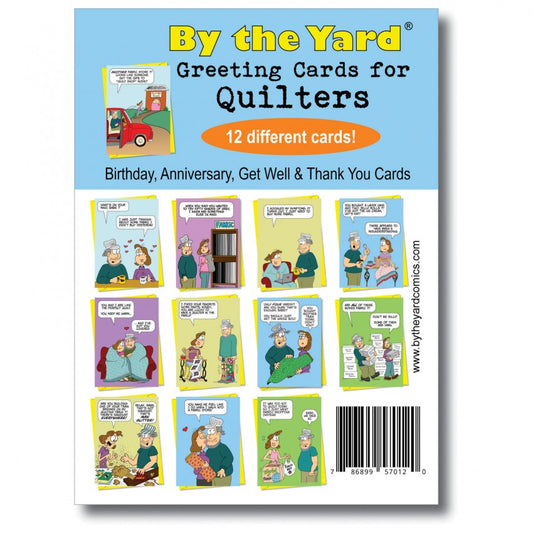 12 Pack Greeting Cards for Quilters, By the Yard Comics