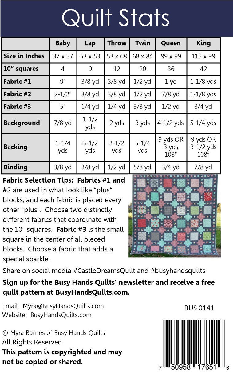 Castle Dreams Quilt Pattern PDF DOWNLOAD Busy Hands Quilts $12.99