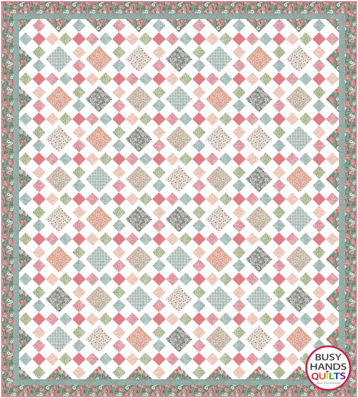 Granny's Square Patch Quilt Pattern PRINTED