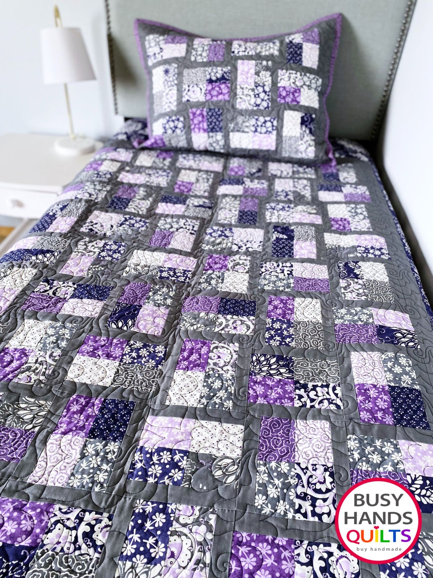 Handmade Phoebe Twin Bed Quilt With Matching Pillow Sham
