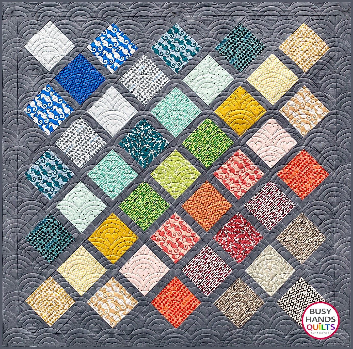 Handmade scrappy shops quilt