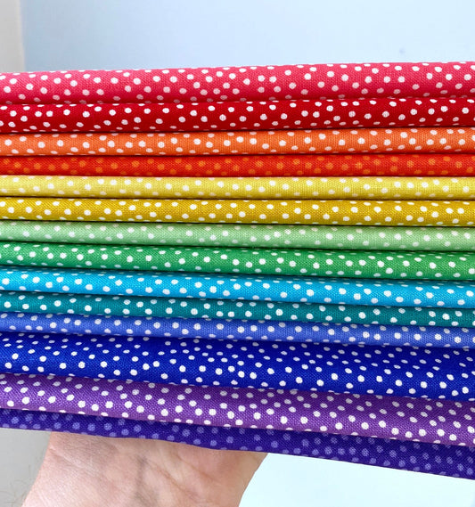 1/4 Yard Bundle of Pindot Rainbow - 14 Fabrics #303