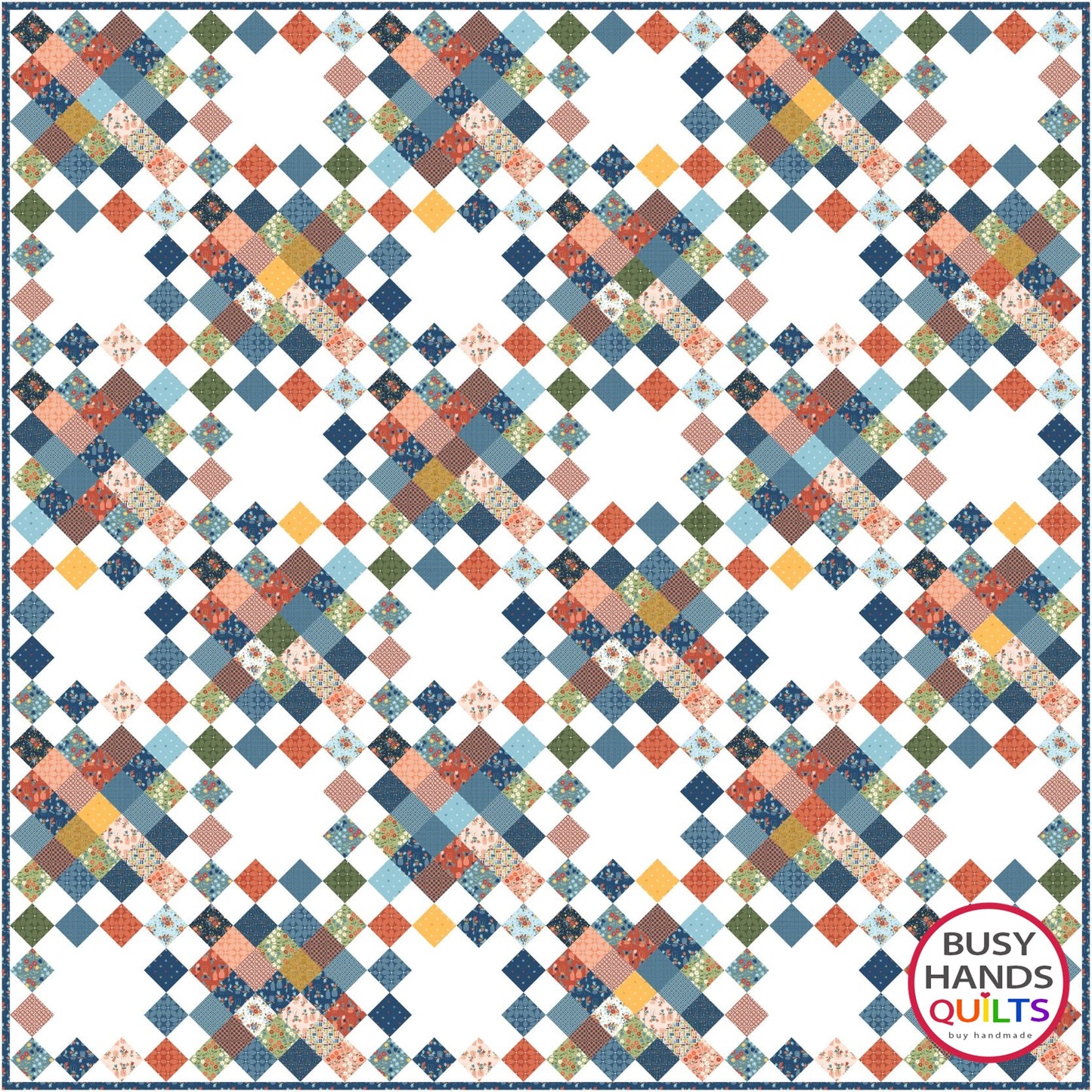 Picnic Plaid Quilt Kit in Forget Me Not with WHITE Background