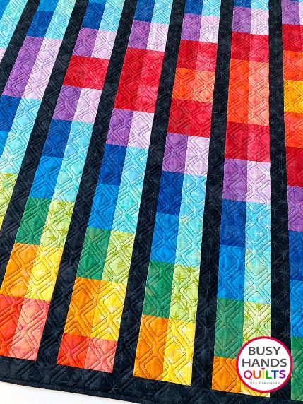 Custom Handmade Rainbow Burst Throw Quilt in Moda Grunge with Black Background - Ready to Ship Busy Hands Quilts $389