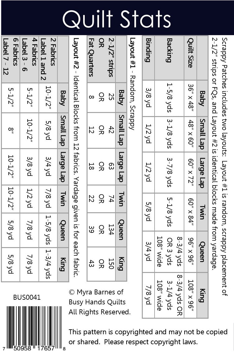 Scrappy Patches Quilt Pattern PDF DOWNLOAD Busy Hands Quilts $12.99